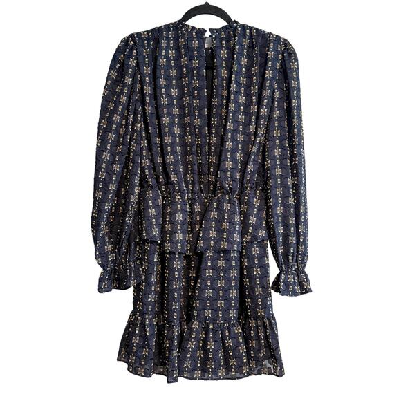 Sfera Collection Metallic Textured Long Sleeve Ruffle Mini Dress NWT Size S - Picture 2 of 16